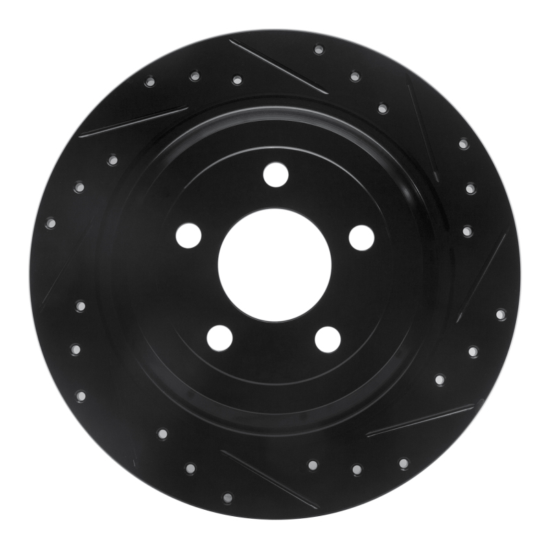 Ford Mustang Brake Rotor (1) - Rear Right - R1 Concepts - Drilled & Slotted - Black - `15-`23 Ford Mustang Brake Rotor (1) - Rear Right - R1 Concepts - Drilled & Slotted - Black - `15-`23